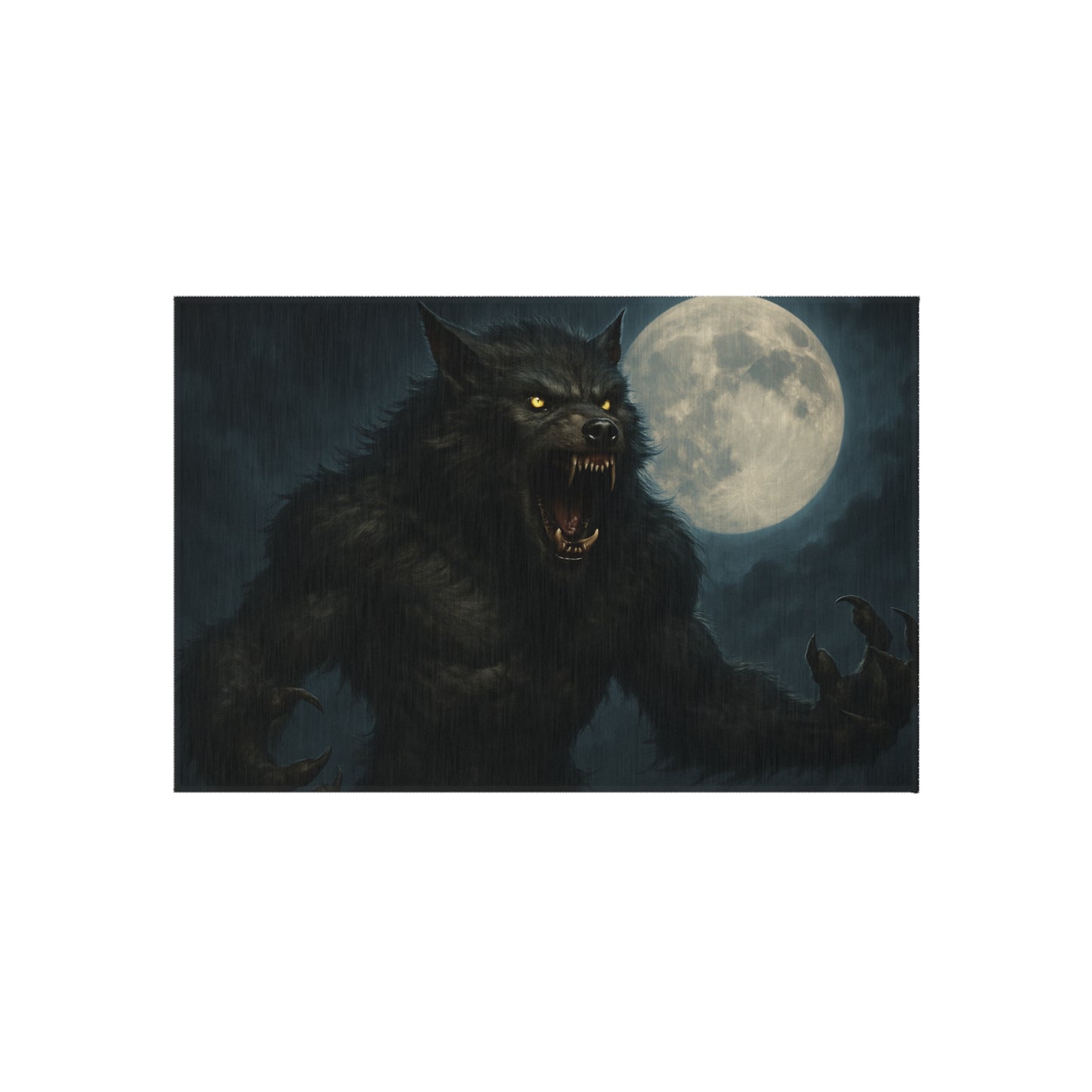 Werewolf Moon outdoor rug featuring a spooky full moon horror design, ideal for patio decor, by Printify.