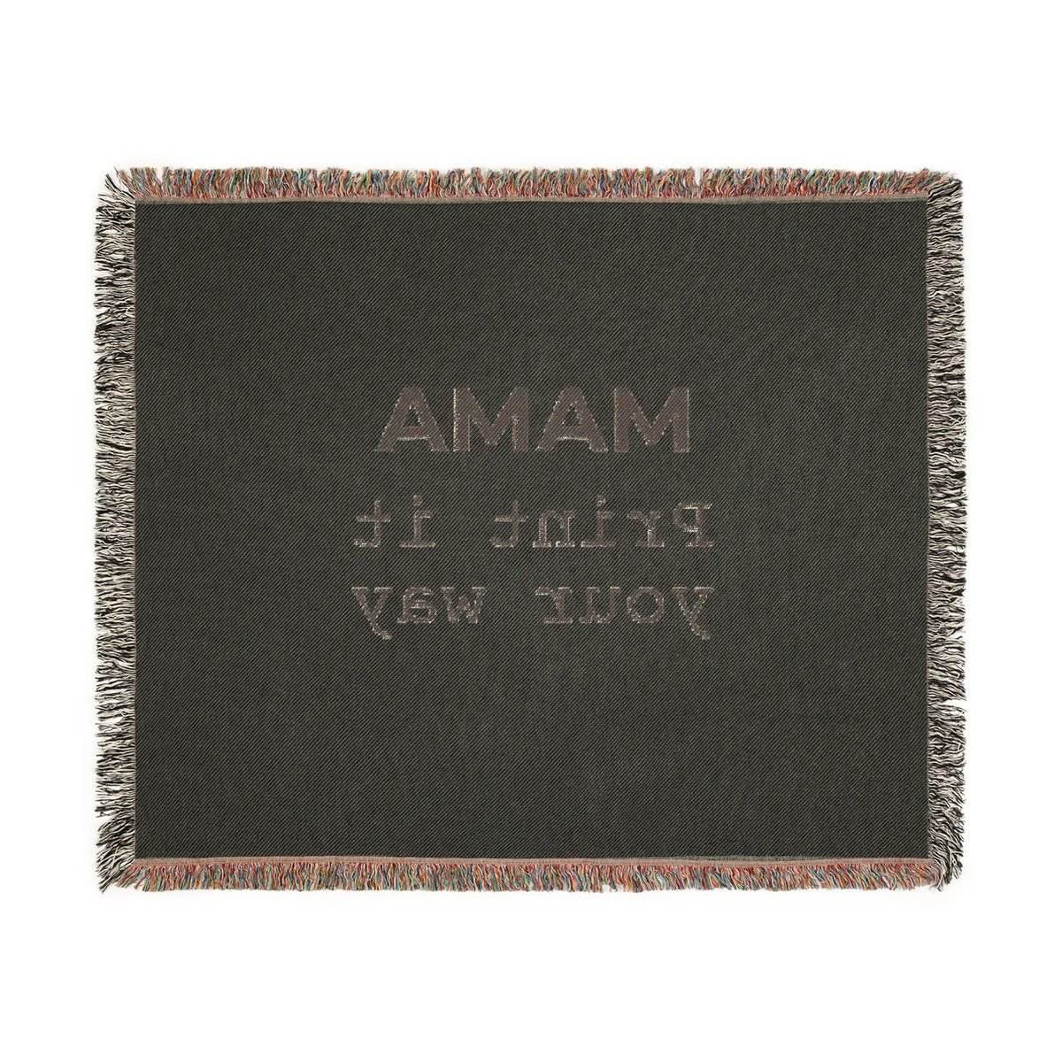 Custom woven throw blanket by Printify featuring personalized design, soft textile, and intricate woven pattern.