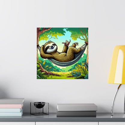 Sloth Hammock Matte Poster — Tropical Relaxation Wall Art