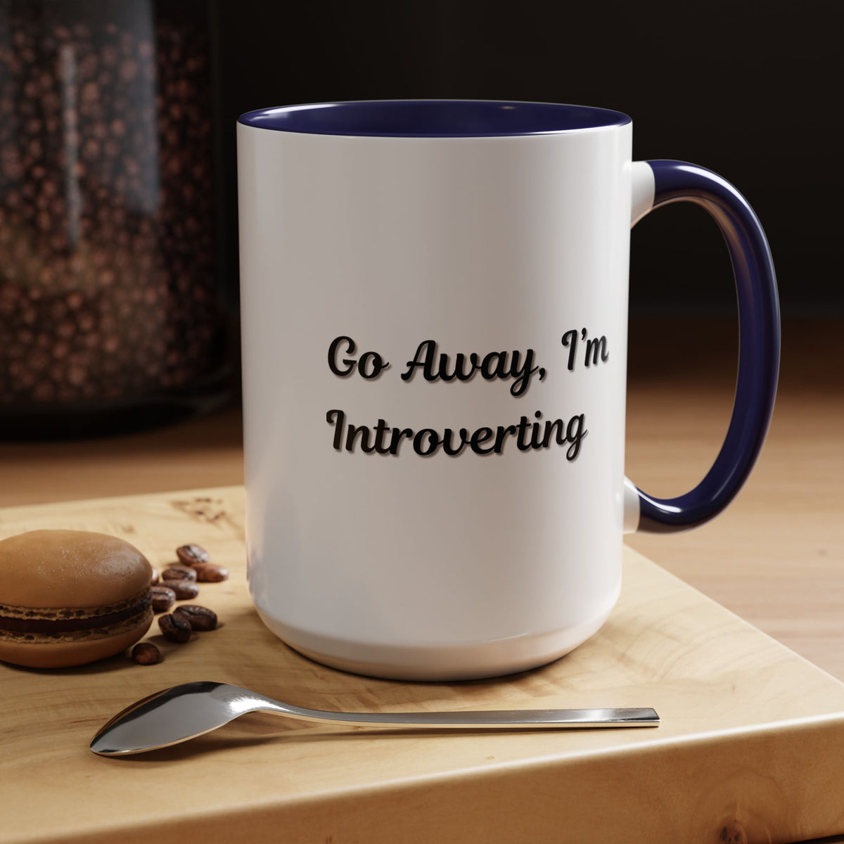 Ceramic coffee mug with "Go Away, I'm Introverting" slogan, 11 oz, perfect for introverts and coffee lovers.
