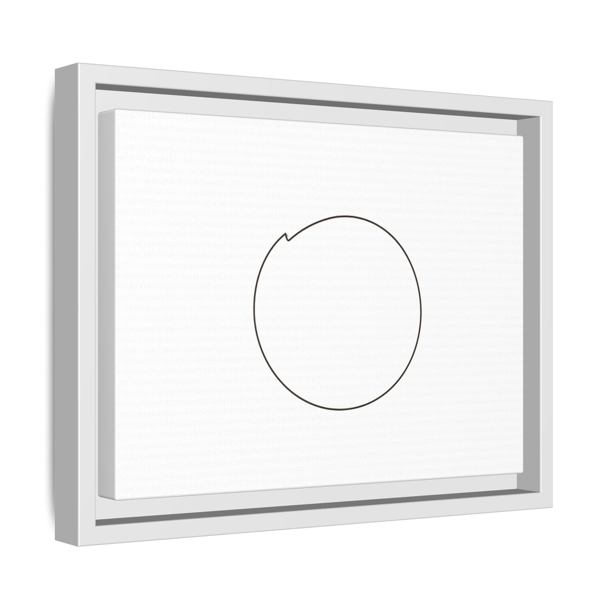 Framed matte canvas wall art featuring a minimal circular line design, showcasing modern abstract artwork by Printify.