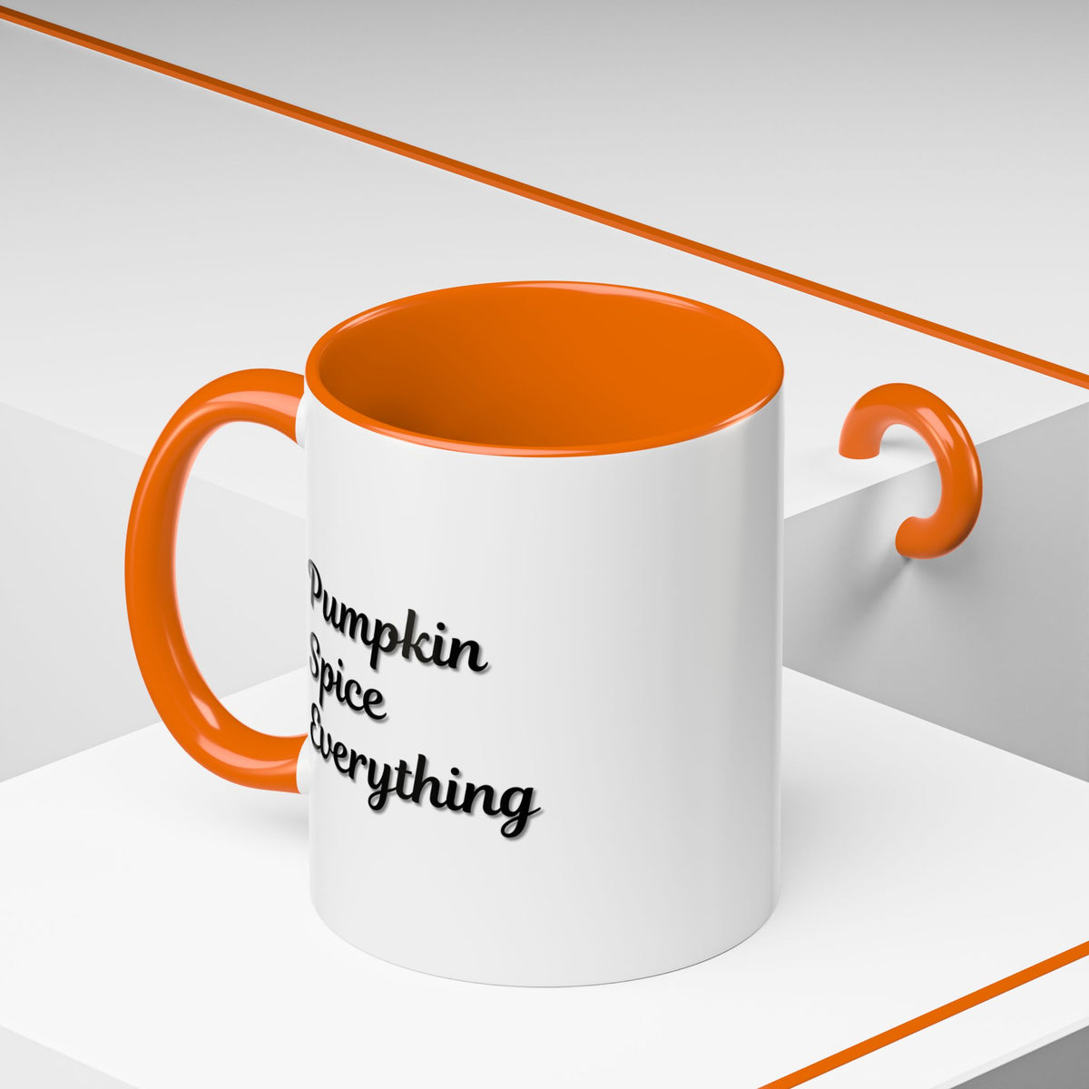 Printify pumpkin spice everything accent coffee mug with fall-themed design, 11oz ceramic cup for seasonal coffee enjoyment.
