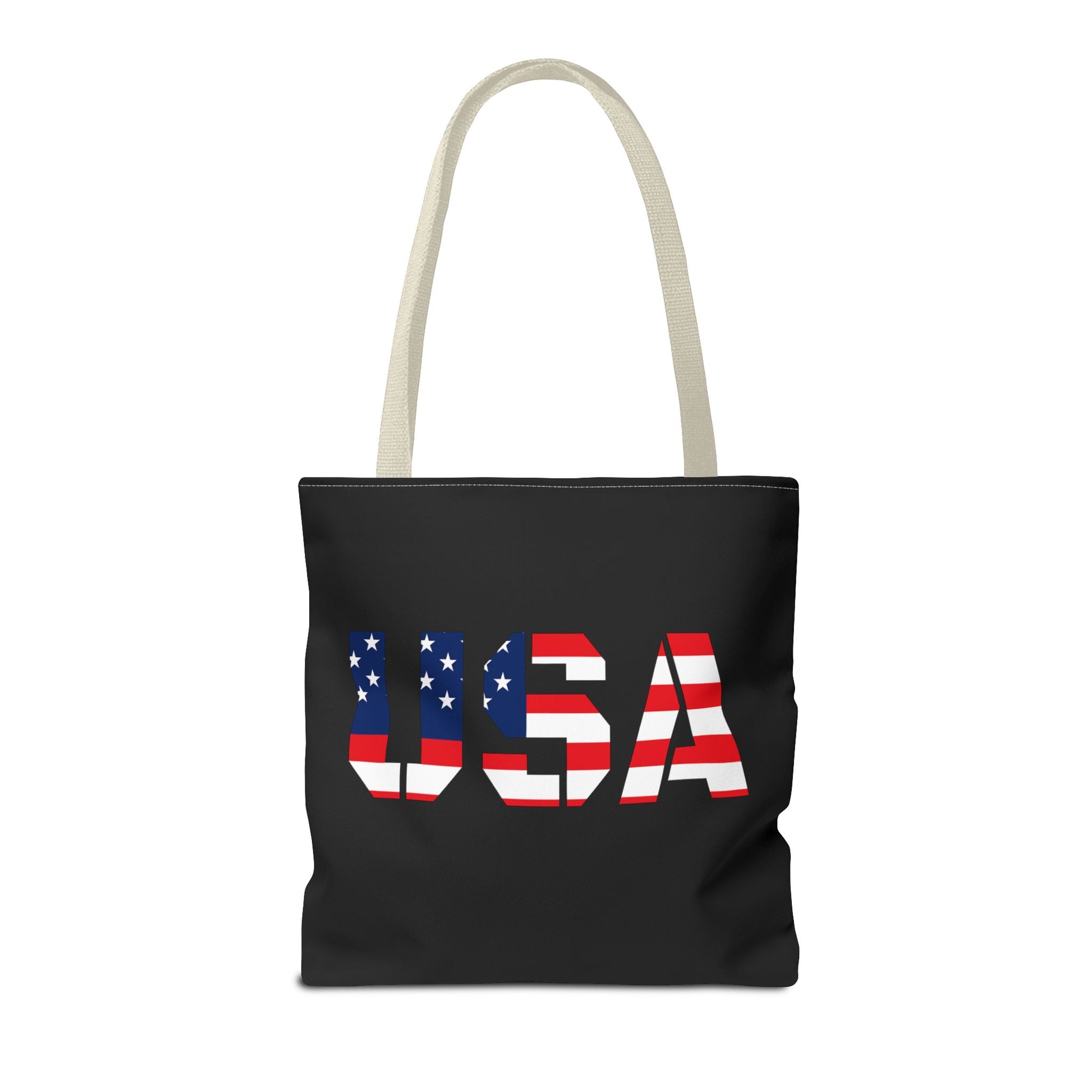 Reusable patriotic USA flag tote bag by Printify, summer carryall with 4th of July design, perfect for patriotic celebrations.