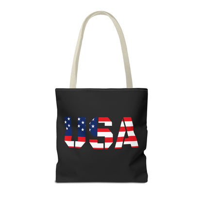 Reusable patriotic USA flag tote bag by Printify, summer carryall with 4th of July design, perfect for patriotic celebrations.