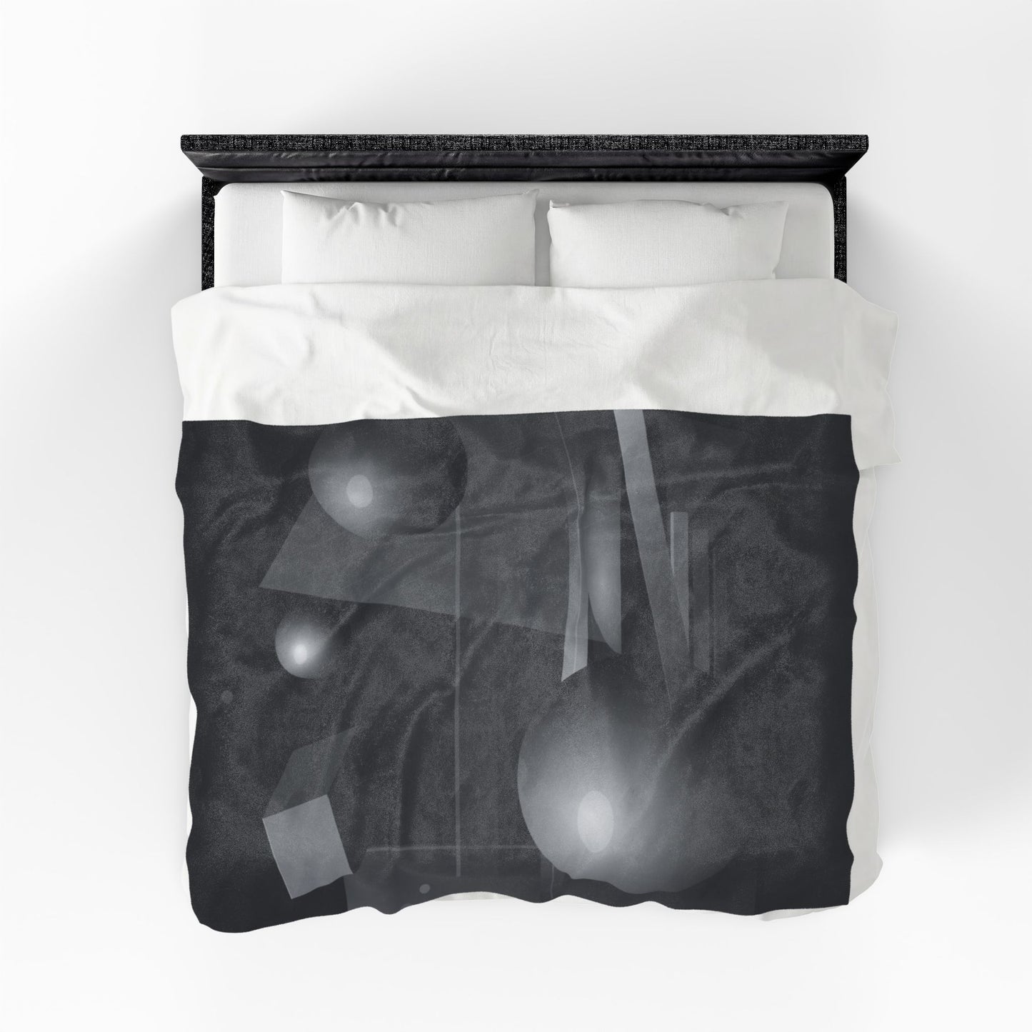 3D Geometric Spheres Velveteen Plush Blanket | Abstract Cube & Sphere Design
