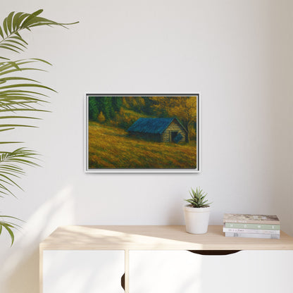 Framed Matte Canvas Print, Rustic Artwork, Farmhouse Decor, Nature Wall Art, Gift for Home, Autumn Decor, Landscape Painting