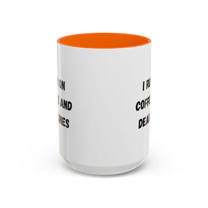 I Run on Coffee and Deadlines Mug, Motivational Coffee Cup, Office Mug, Gift for Writers, Caffeine Lover's Mug, Funny Coffee Cup