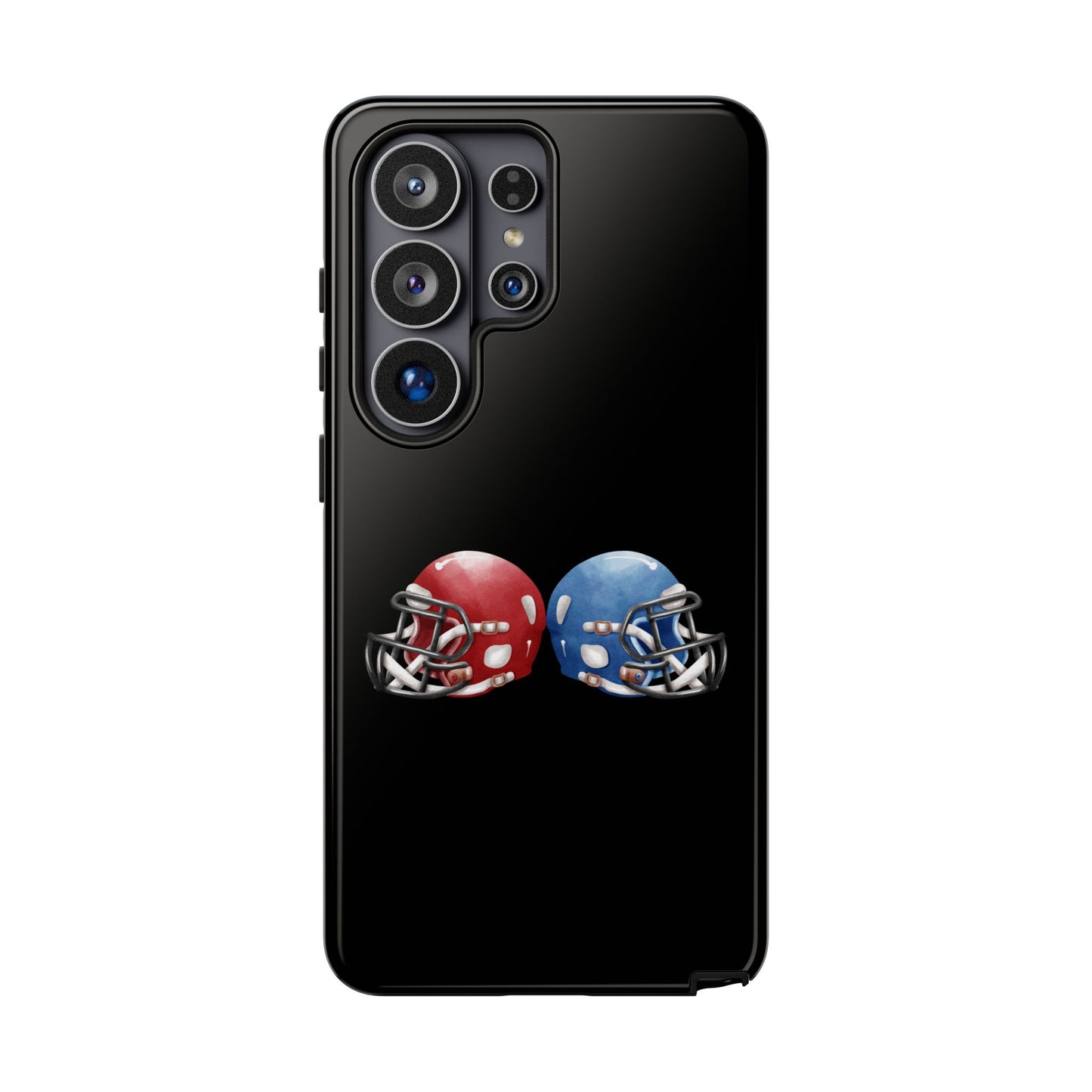Red and blue football helmet tough phone case for iPhone, protective Printify phone cover with detailed helmet design.