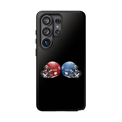 Red and blue football helmet tough phone case for iPhone, protective Printify phone cover with detailed helmet design.