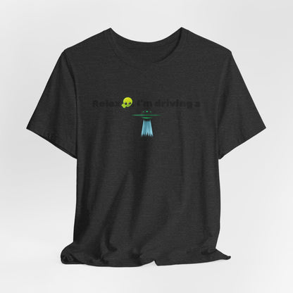 Alien Driving Unisex Tee - Fun Casual Shirt, Gifts for UFO Lovers, Quirky Humor T-Shirt, Perfect for Road Trips, Unique Birthday Present