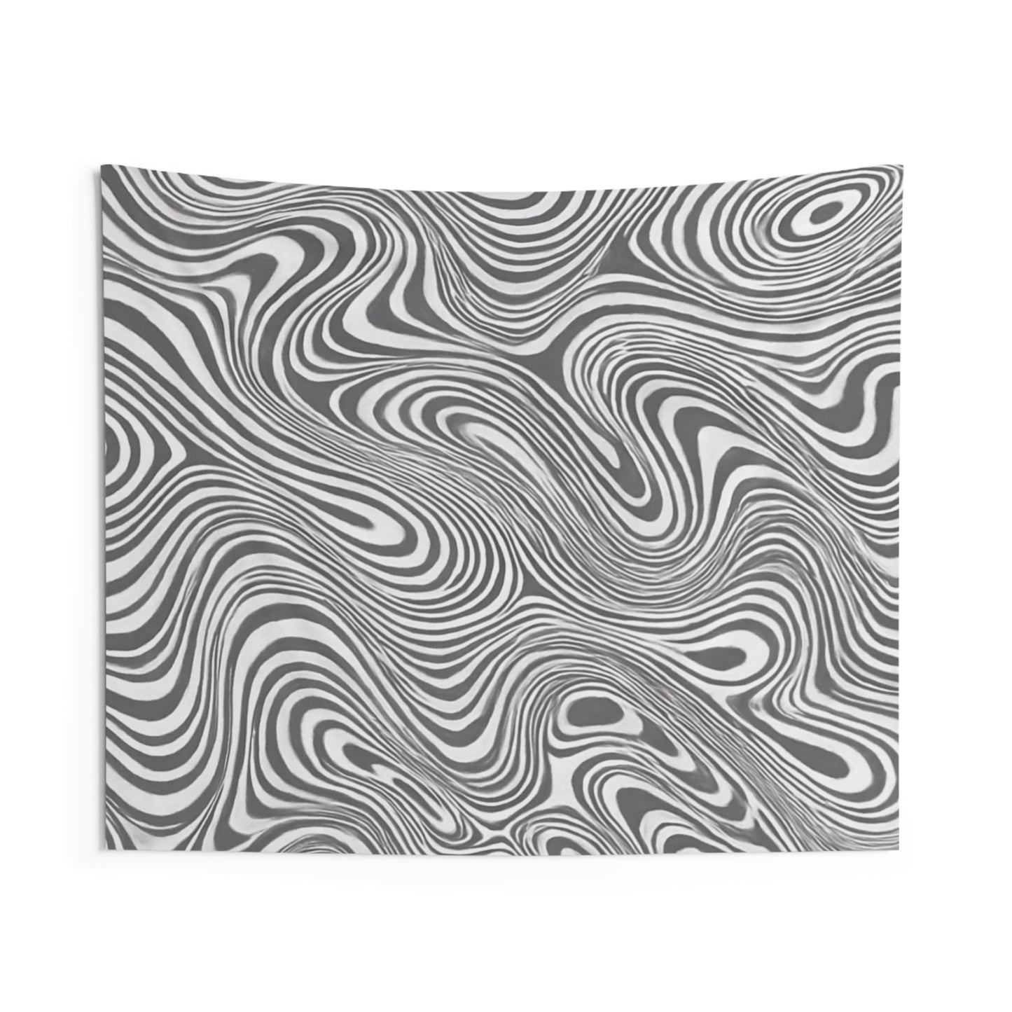Abstract Swirl Wall Tapestry — Monochrome Wavy Optical Art