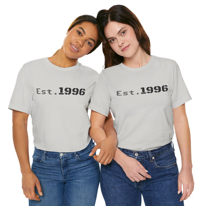 Vintage Est. 1996 T-shirt by Printify featuring a classic design, perfect for birthday celebrations and nostalgic style.