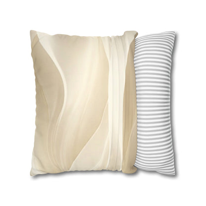 Beige Abstract Wave Pillowcase | Faux Suede Square Pillow Cover