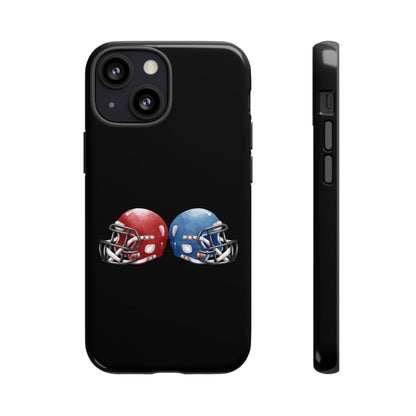 Red and blue football helmet tough phone case for iPhone, protective Printify cover with detailed helmet design.