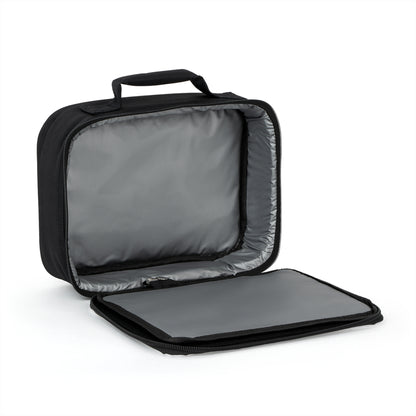 Printify camo insulated lunch bag with handles, ideal for school, work, and travel, featuring a camouflage pattern and durable construction.
