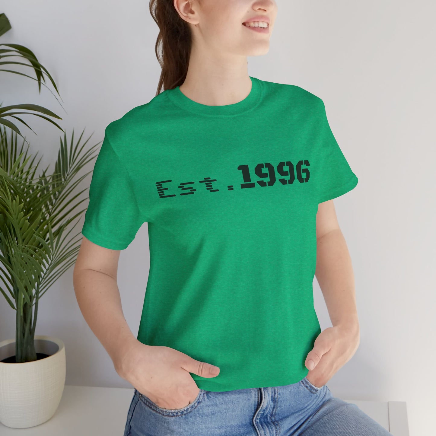 Vintage Est. 1996 T-shirt by Printify featuring a classic design, perfect for birthday celebration or casual wear.