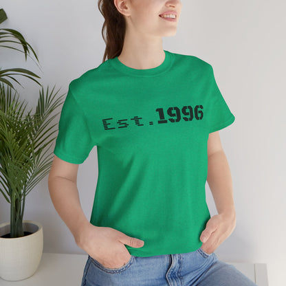 Vintage Est. 1996 T-shirt by Printify featuring a classic design, perfect for birthday celebration or casual wear.