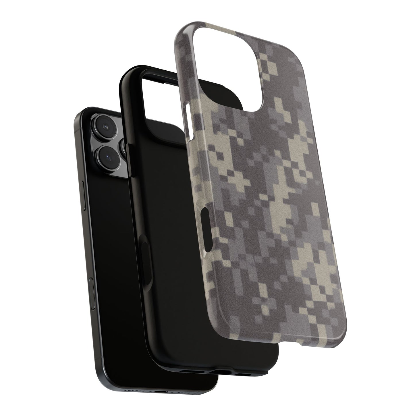 Digital camouflage tough phone case by Printify, rugged protective cover for smartphones with a durable camo design.