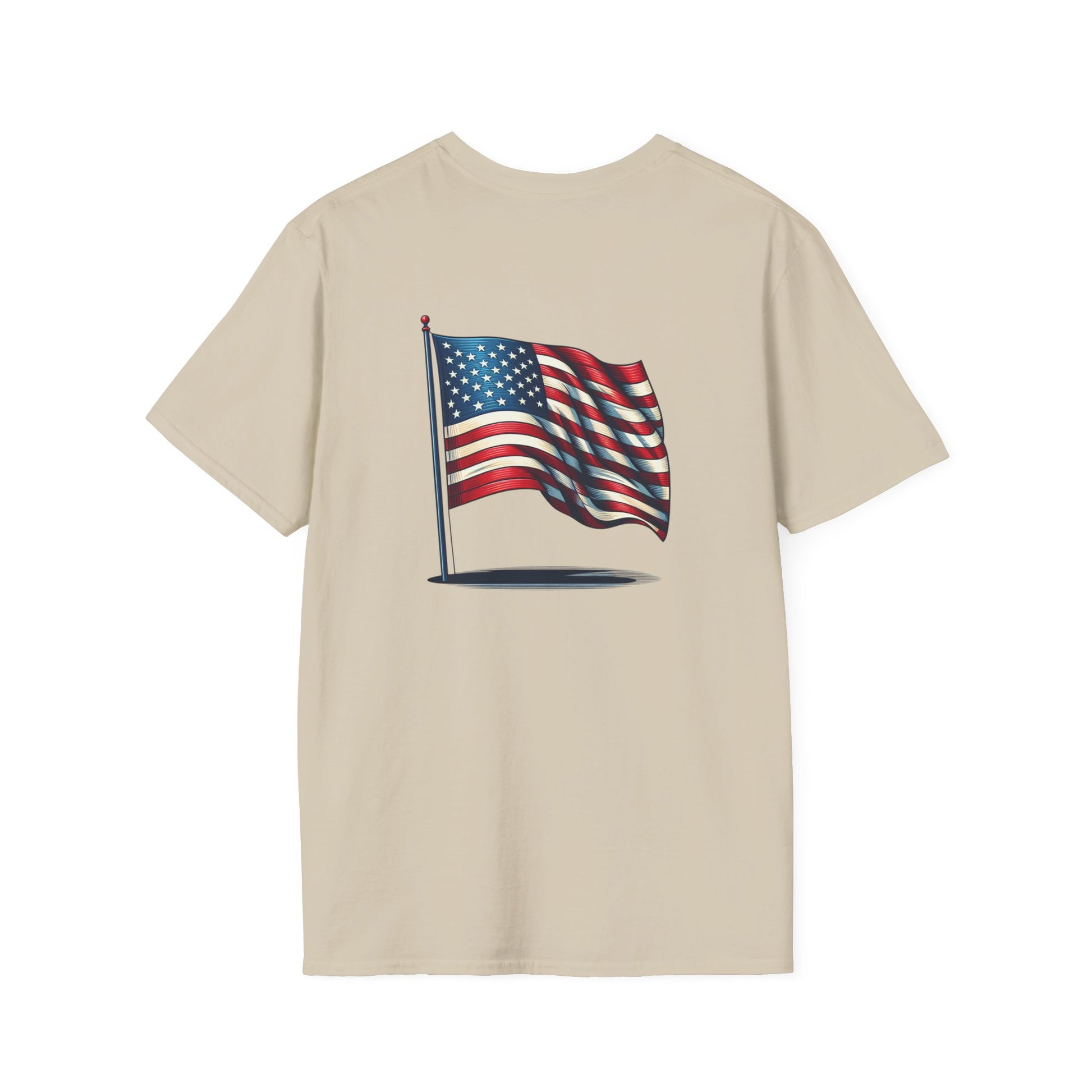 Patriotic Unisex Softstyle T-Shirt, American Flag Tee, USA Pride Shirt, Perfect for Independence Day, Casual Wear - TRV