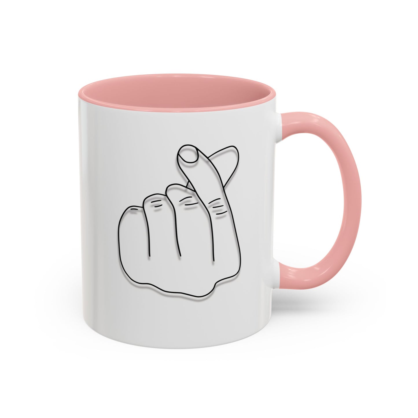 K-Pop Accent Mug - Love Gesture Design (11oz, 15oz), Korean Pop Coffee Cup, K-Pop Lover Gift, Cute Drinkware, Unique Mug