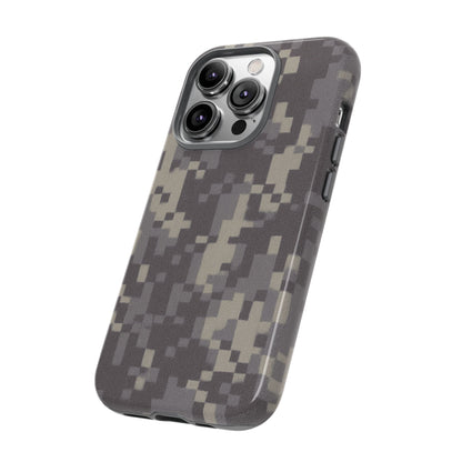 Rugged digital camouflage phone case by Printify, protective tough cover designed for durability and style.
