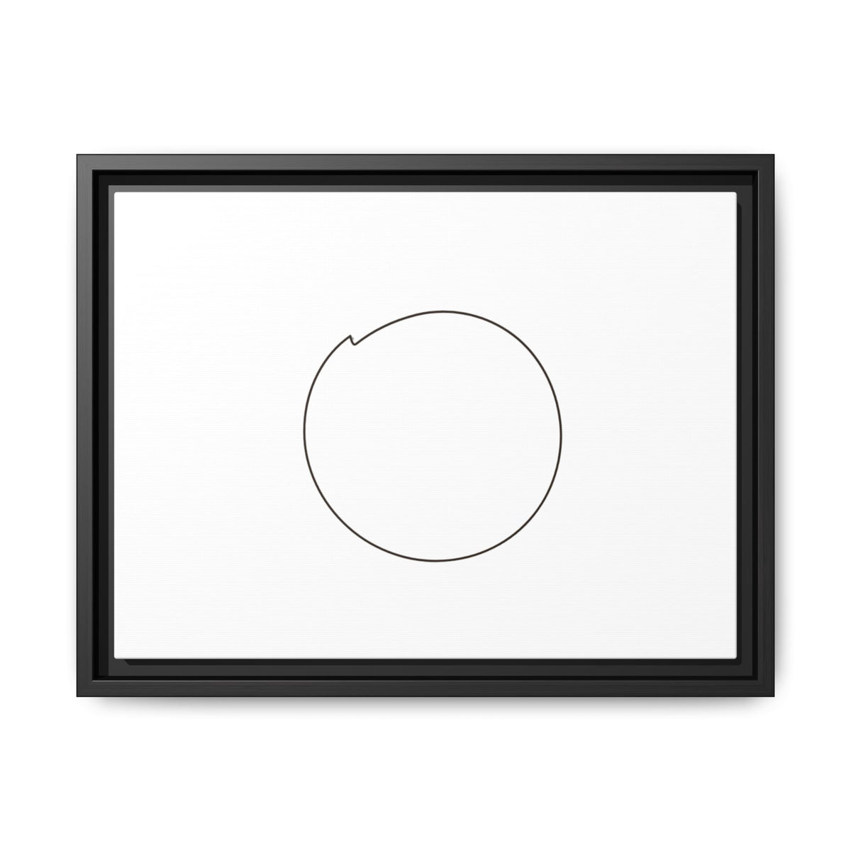 Framed matte canvas wall art featuring a minimal circular line design, by Printify, displayed on a modern wall.