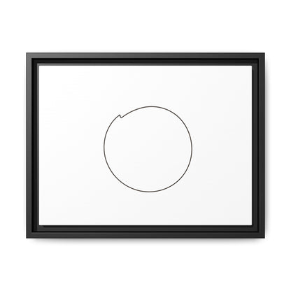 Framed matte canvas wall art featuring a minimal circular line design, by Printify, displayed on a modern wall.