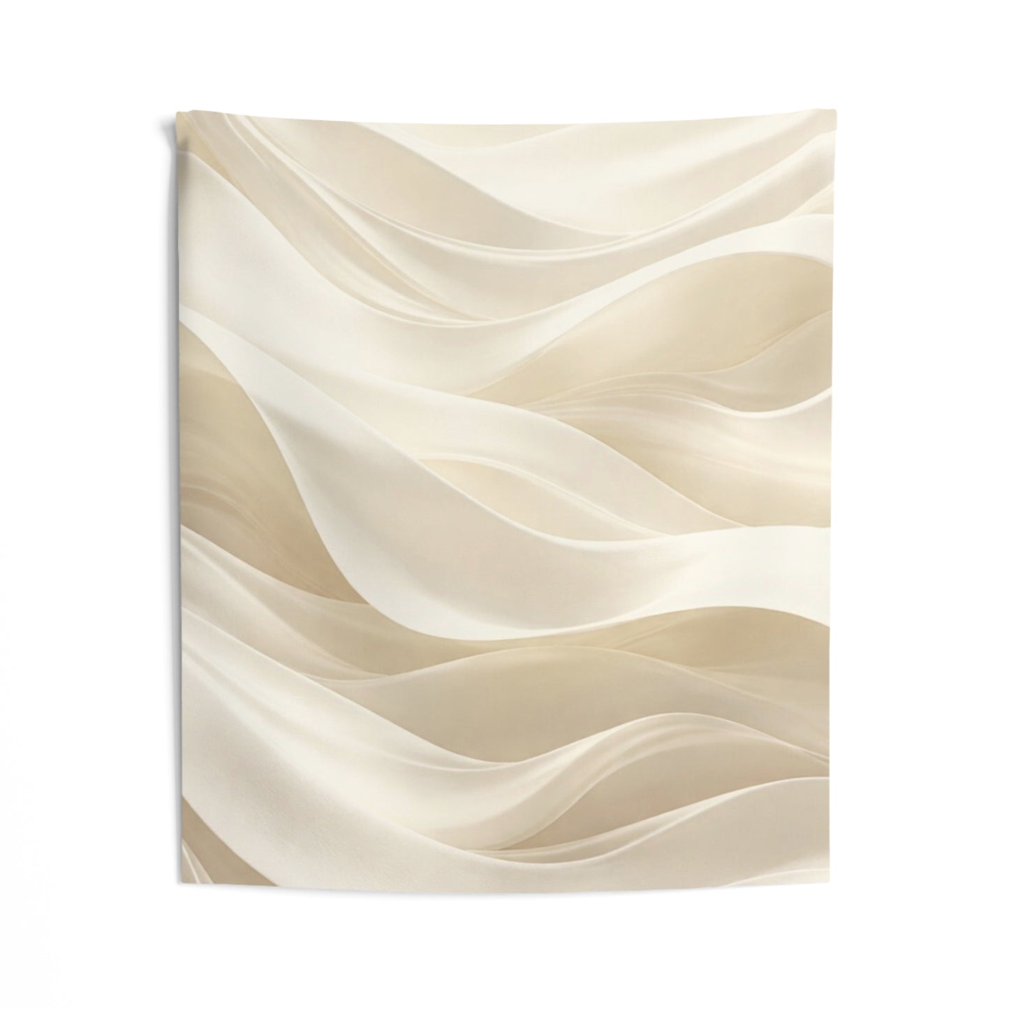 Neutral Wave Abstract Indoor Wall Tapestry | Beige Flowing Fabric Design