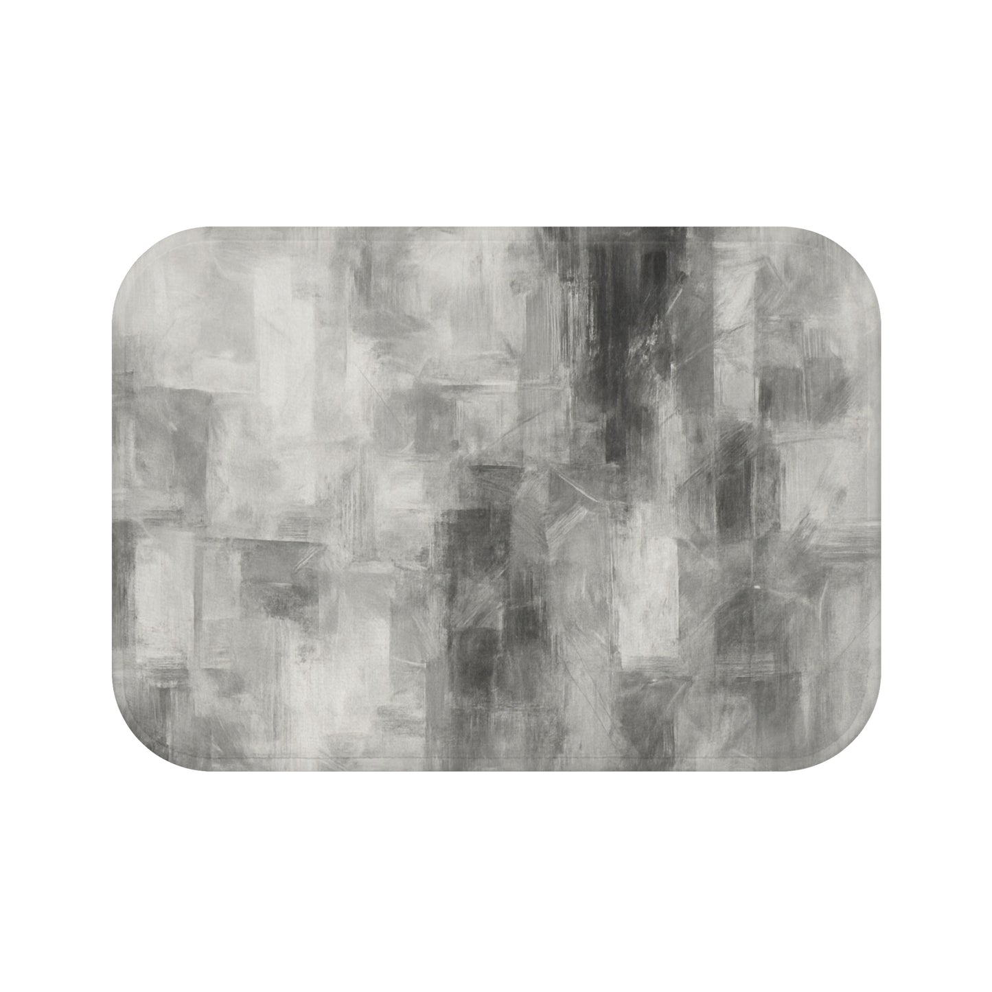 Gray abstract bath rug by Printify, soft and modern bathroom mat with luxurious feel, featuring a stylish abstract design.