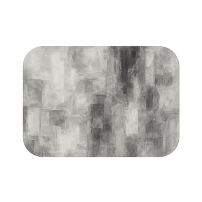 Gray abstract bath rug by Printify, soft and modern bathroom mat with luxurious feel, featuring a stylish abstract design.