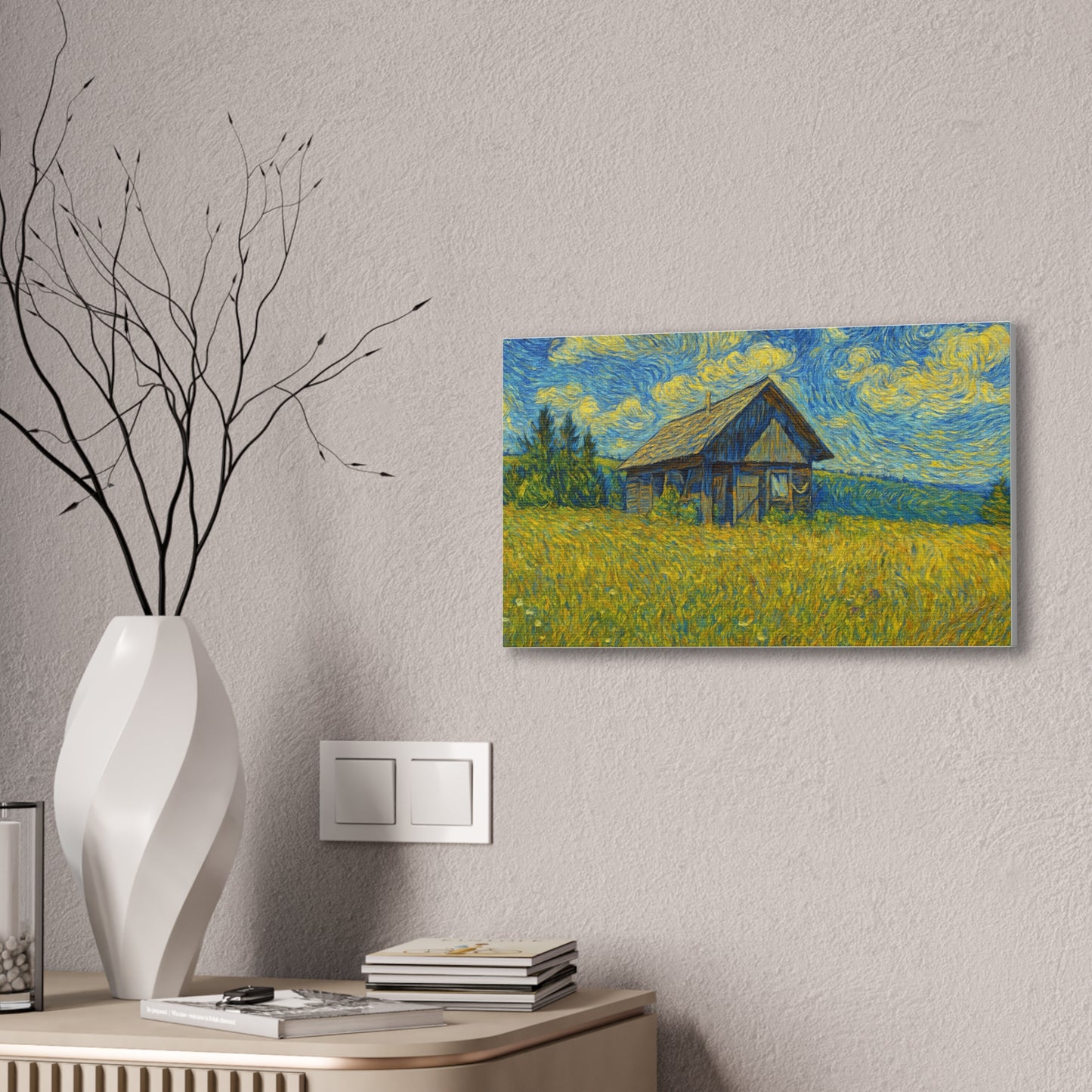 Starry Field Barn Canvas Print