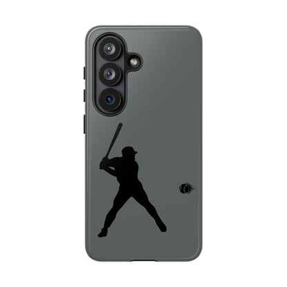 Black baseball silhouette tough phone case for iPhone, protective sporty design by Printify.