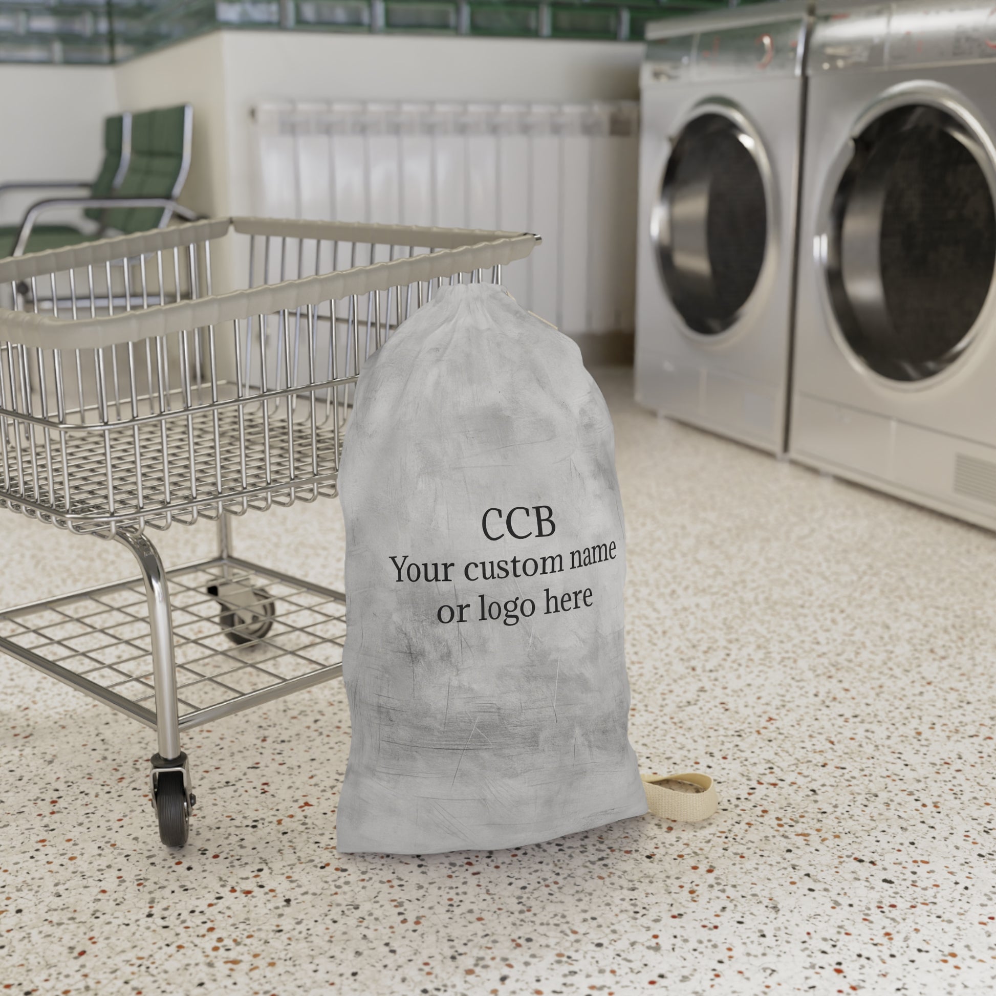 Monogram Initials Laundry Bag | Personalized Name, Canvas Drawstring - TRV