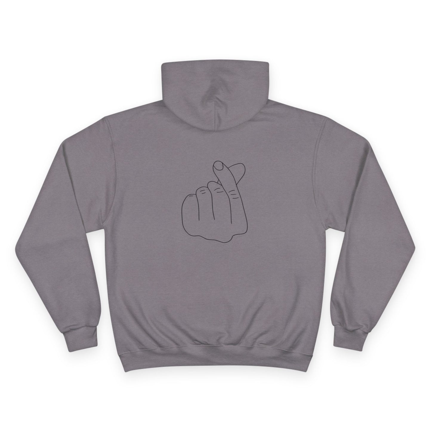 Minimalist Champion Hoodie with Hand Gesture Design