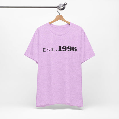 Vintage Est. 1996 birthday T-shirt by Printify featuring retro design and classic fit, perfect for celebrating a birth year.