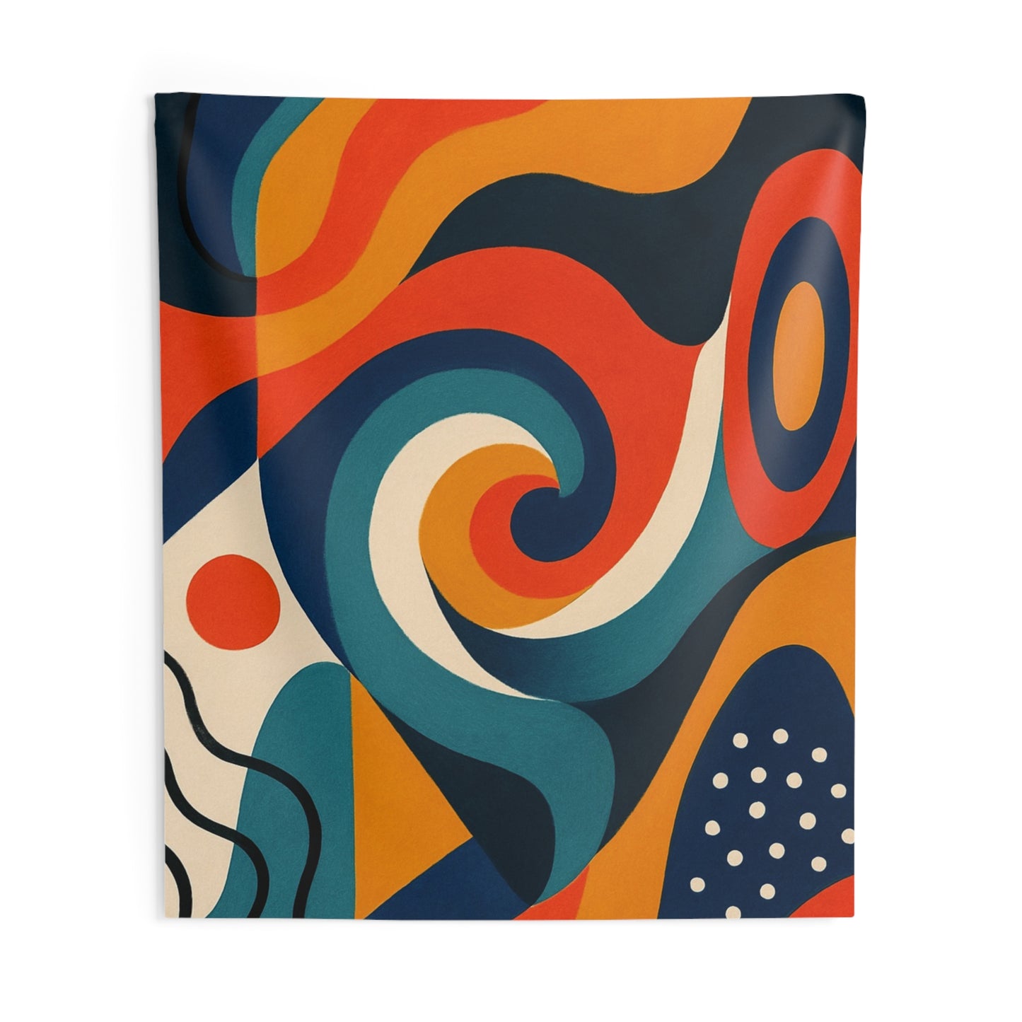 Abstract Retro Swirl Tapestry — Colorful Geometric Wall Art
