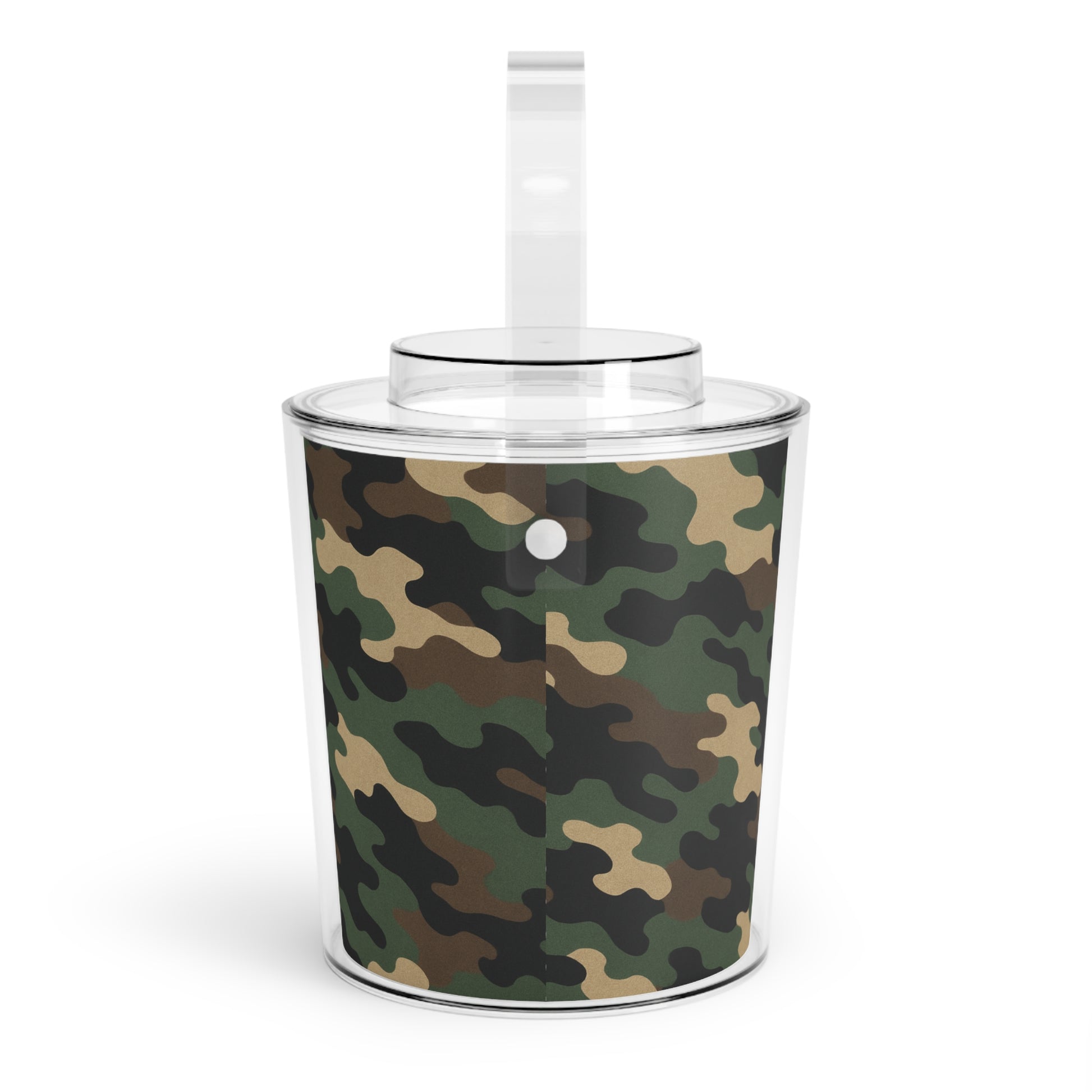 Camouflage Ice Bucket with Tongs, Party Essential, Outdoor Gatherings, BBQ Accessory, Gift for Wine Lovers, Home Bar Decor - TRV