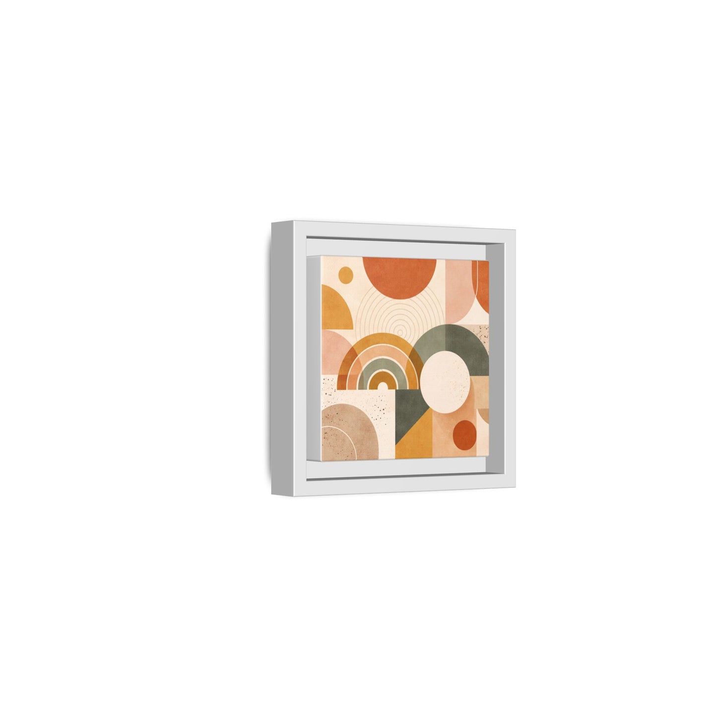 Abstract Terracotta Geometric Rainbow Matte Canvas Framed