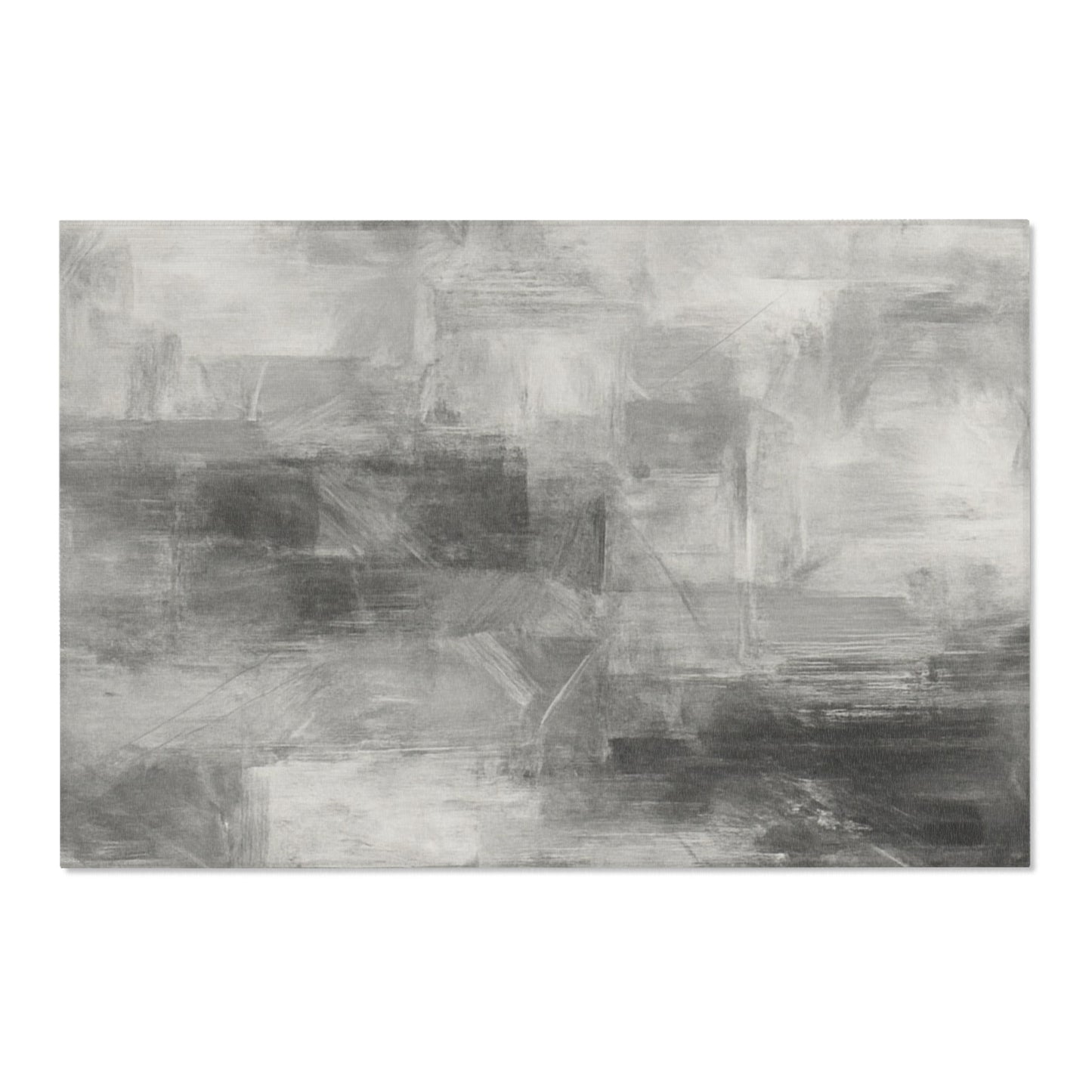 Abstract gray watercolor area rug by Printify, modern neutral design for living room decor, soft and stylish floor covering.