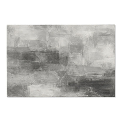 Abstract gray watercolor area rug by Printify, modern neutral design for living room decor, soft and stylish floor covering.