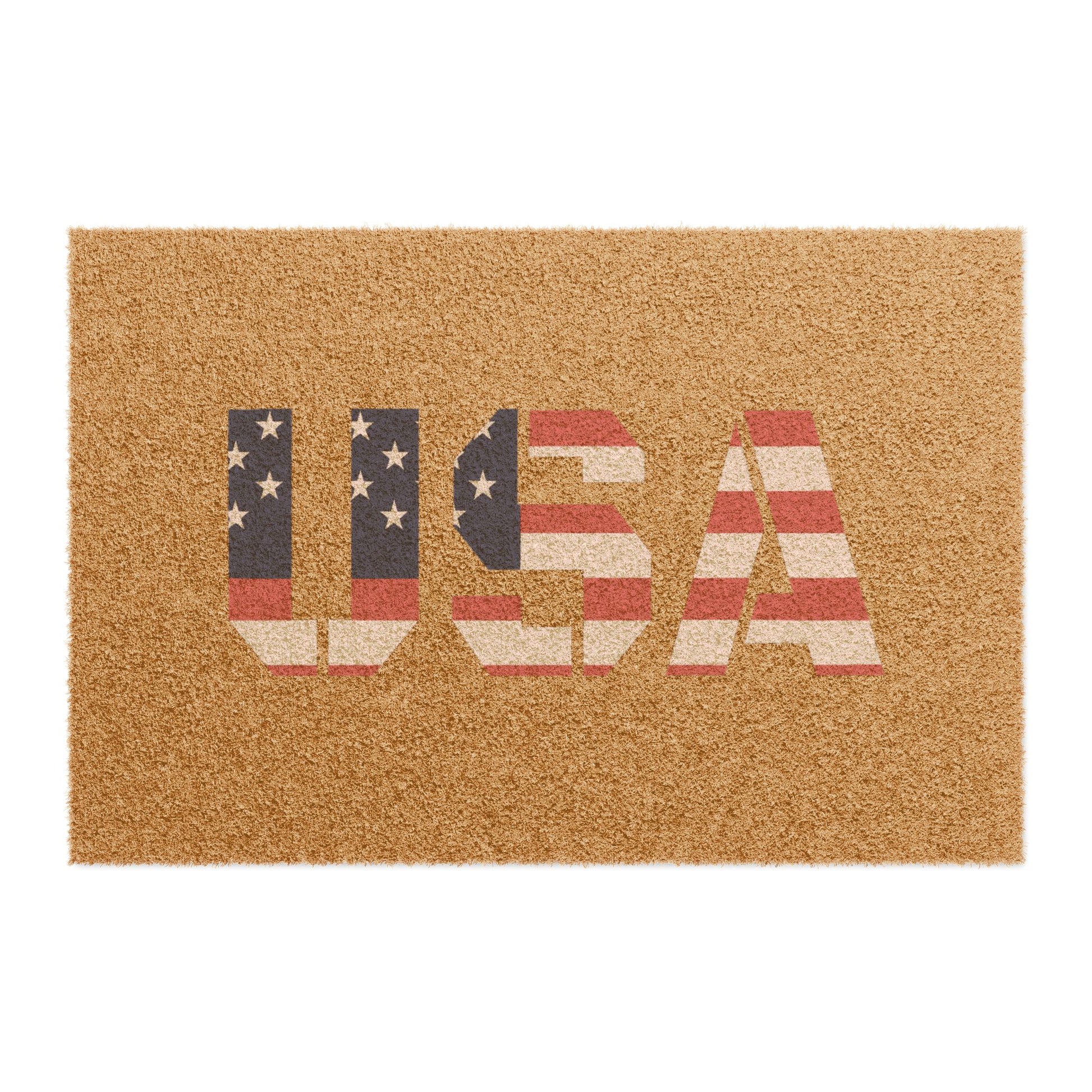 USA flag patriotic doormat with American flag design, ideal for 4th of July or patriotic home decor, by Printify.