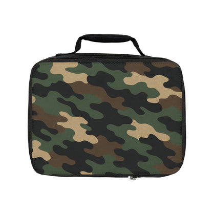 Camouflage insulated lunch bag by Printify, a portable tote for school, work, or travel with a durable, stylish design.