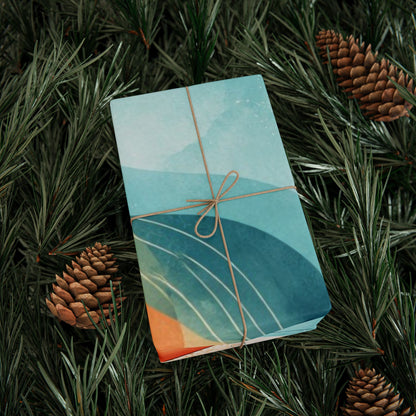 Abstract Wave Wrapping Paper Roll — Teal & Coral Modern Gift Wrap