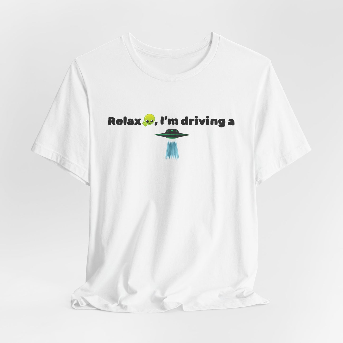 Alien Driving Unisex Tee - Fun Casual Shirt, Gifts for UFO Lovers, Quirky Humor T-Shirt, Perfect for Road Trips, Unique Birthday Present