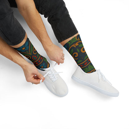 Victorian floral pattern sublimation crew socks by Printify featuring all-over floral tile design in vibrant colors.