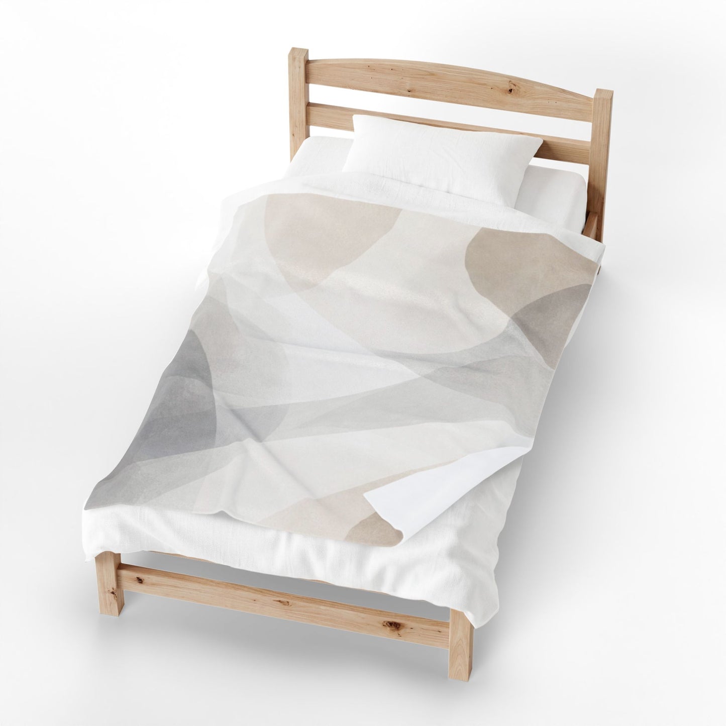 Neutral Abstract Shapes Velveteen Plush Blanket | Minimal Geometric Throw