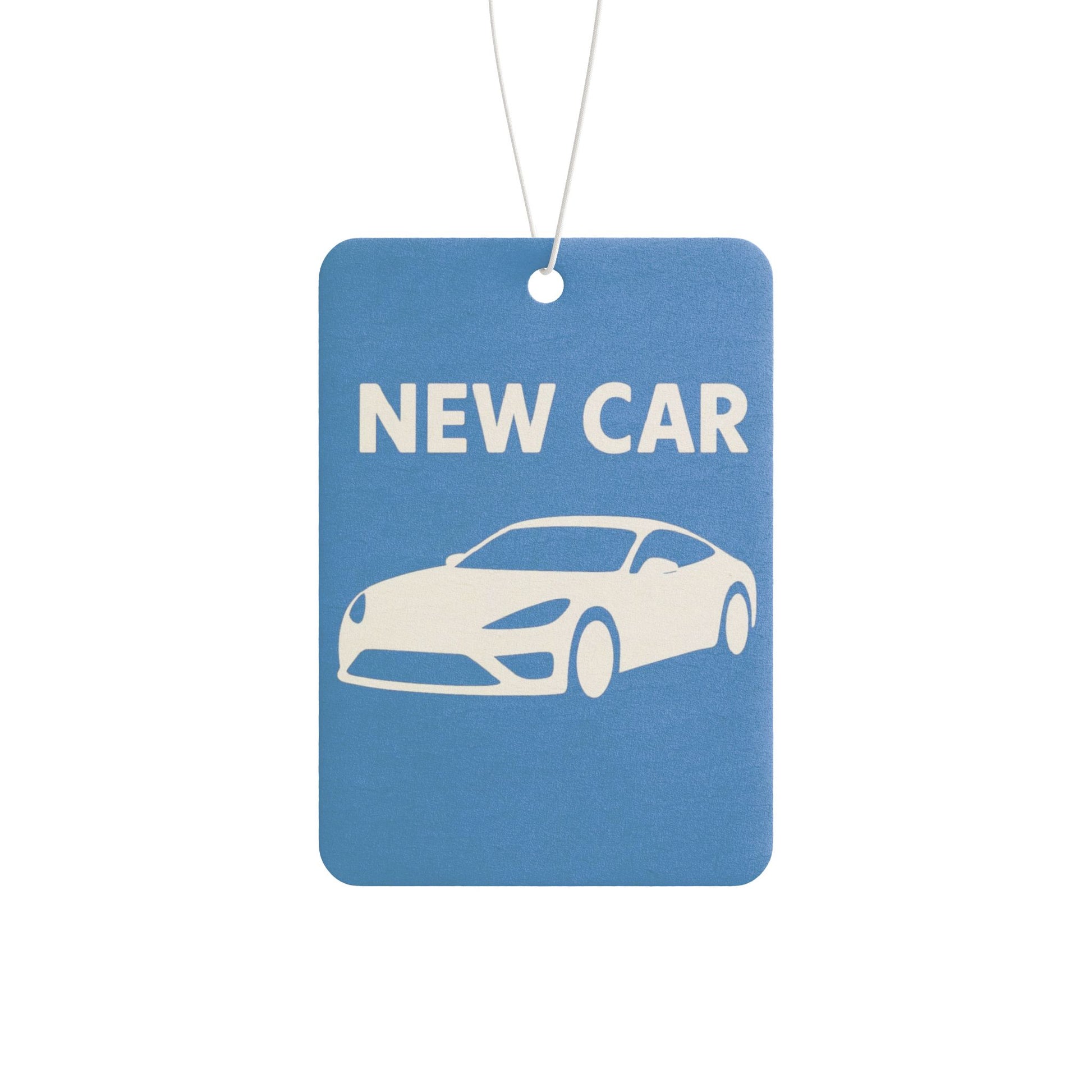 Blue silhouette car air freshener with auto scent, accessory by Printify, designed to freshen vehicle interiors.