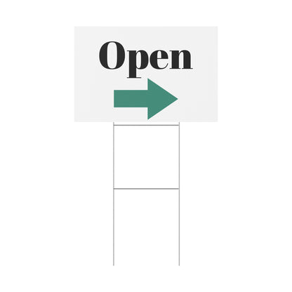 Printify outdoor garden flag with "Open for Business" signage, ideal for storefronts and outdoor business displays.