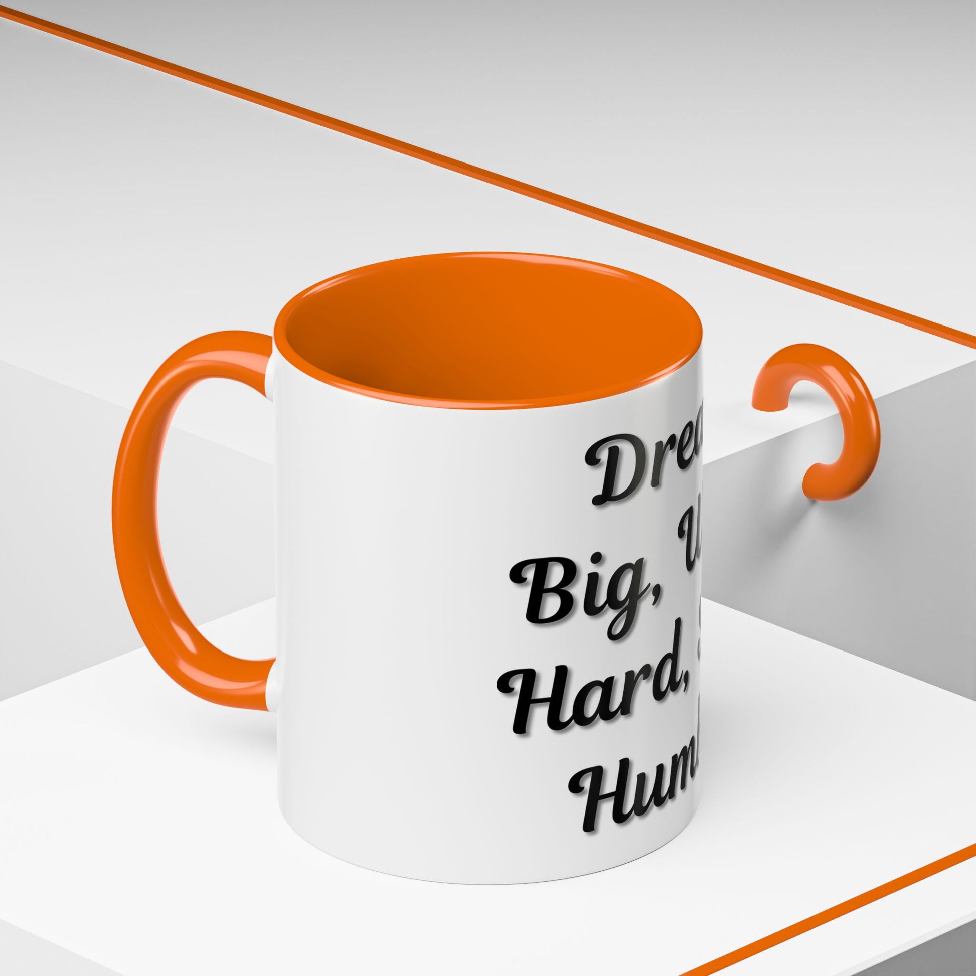 Inspirational Accent Coffee Mug - "Dream Big, Work Hard, Stay Humble" - Motivational 11/15oz - TRV