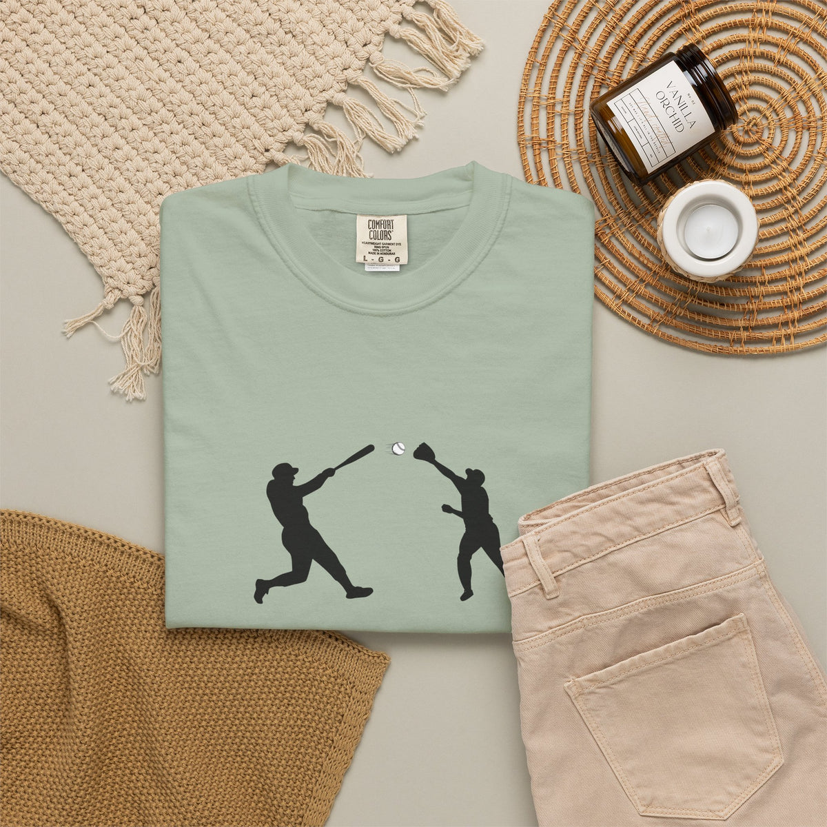 Black baseball silhouette graphic T-shirt featuring minimal baseball player design, casual men's or women's tee by Printify.